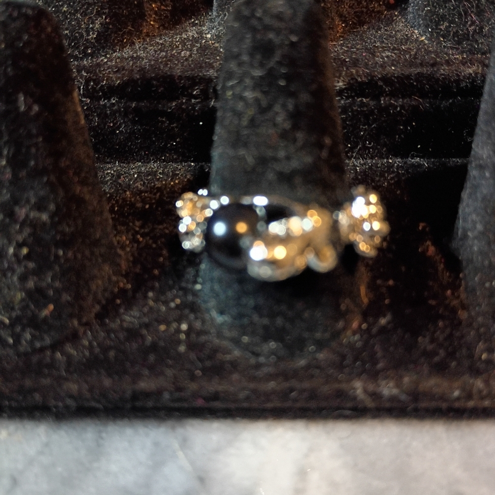 Iris Silver and Black Gemstone Ring